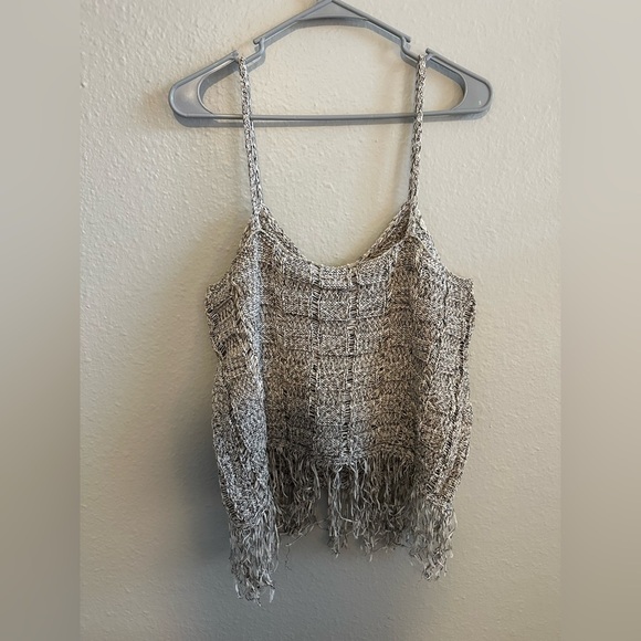 🌟 MNG Flavita Fringe Detailed Crop Top threaded and knitted gray tank size XXL - Picture 6 of 7
